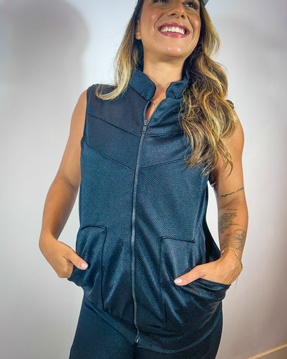 Colete Performance AirMesh com Zíper e Gola Alta