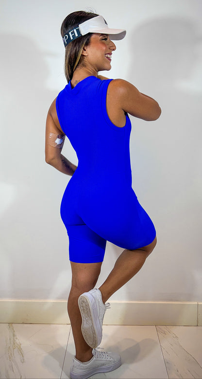 Macacão Feminino Fitness Canelado Curto de Alta Compressão com Ziper – Uppfit