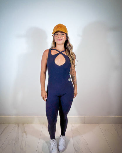 Macacão Feminino Canelado com Decote Cruzado em Malha Conforto – Uppfit