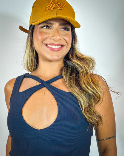 Macacão Feminino Canelado com Decote Cruzado em Malha Conforto – Uppfit