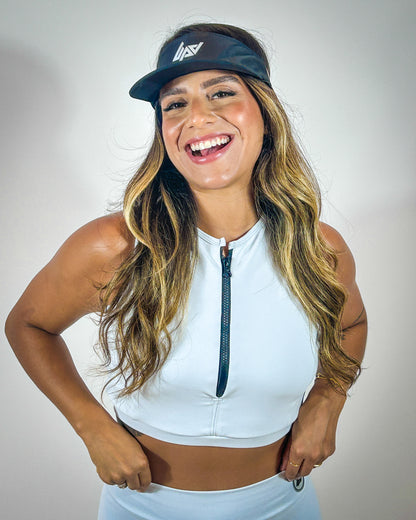 Top Feminino Fitness com Zíper Frontal em Poliamida – Uppfit