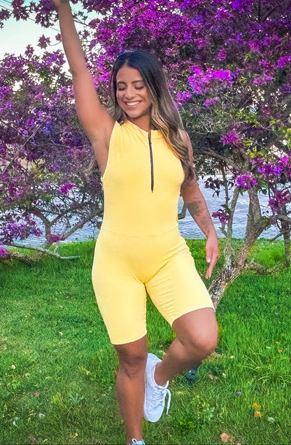 Macacão Feminino Fitness Canelado Curto de Alta Compressão com Ziper – Uppfit